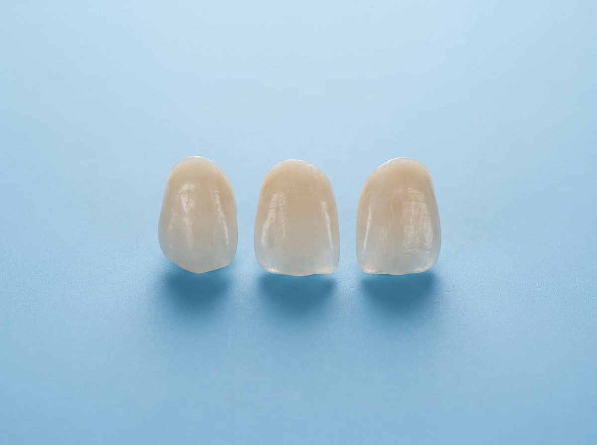 Single dental implant fixture and crown on a clean dark background.